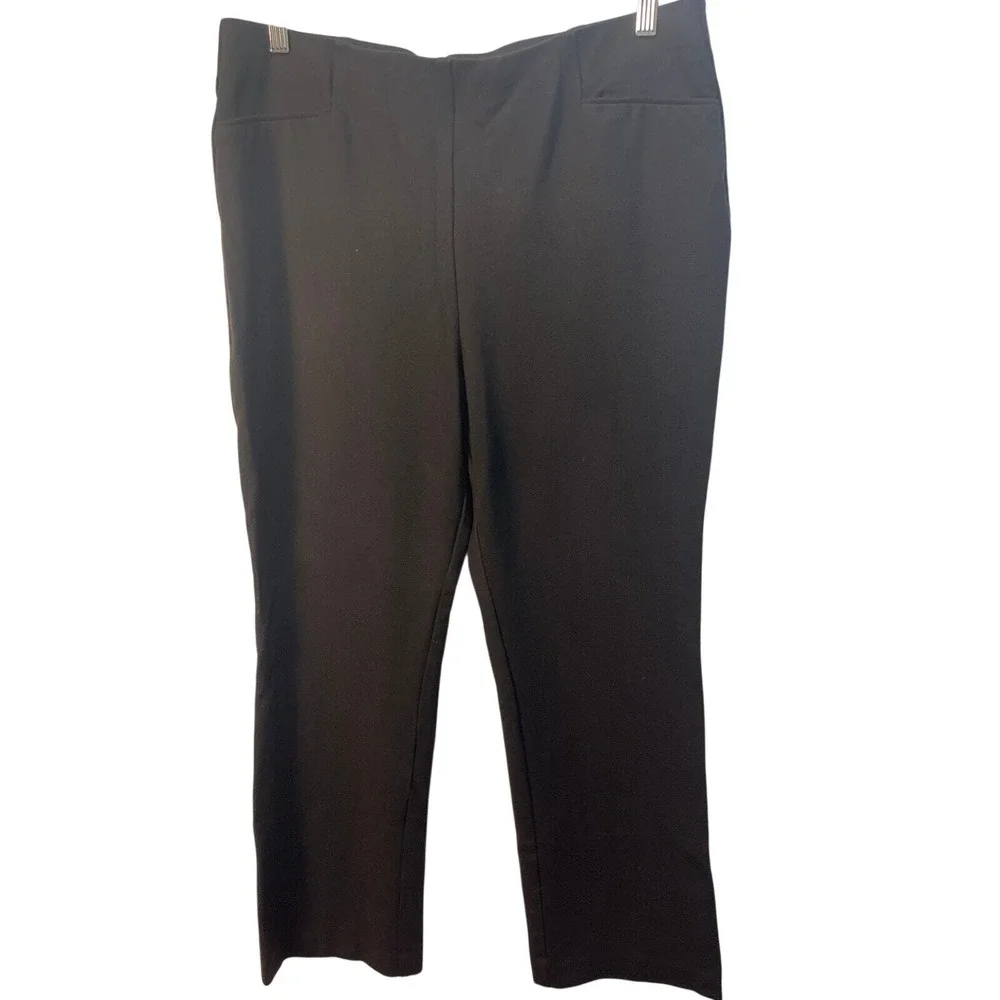 Investment Soft Black Pull On Dress Pants Womens Large‎  Straight Leg Ponte